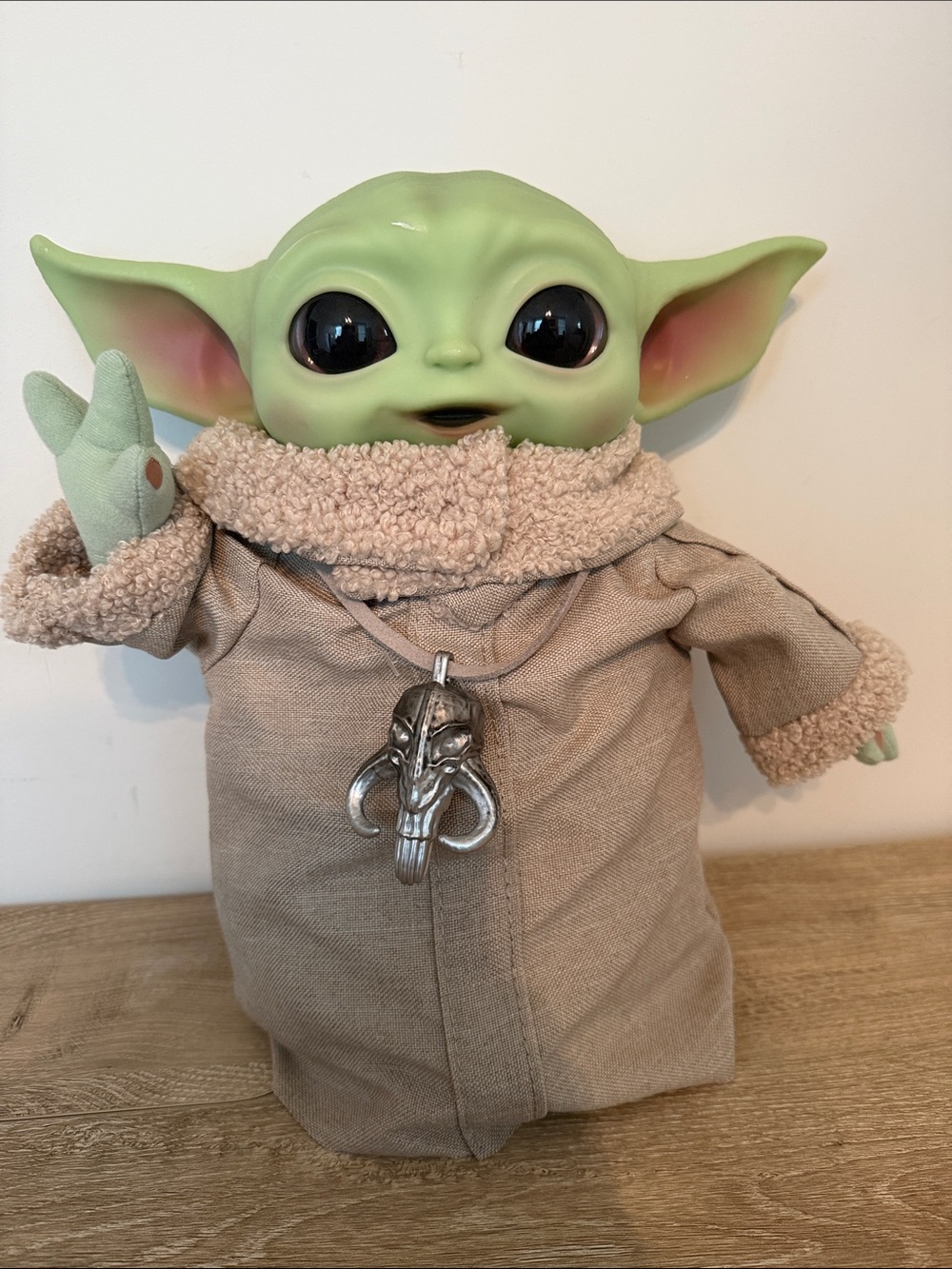Grogu (Baby Yoda) Star Wars Plush Doll with Tan Coat and Mythosaur Necklace